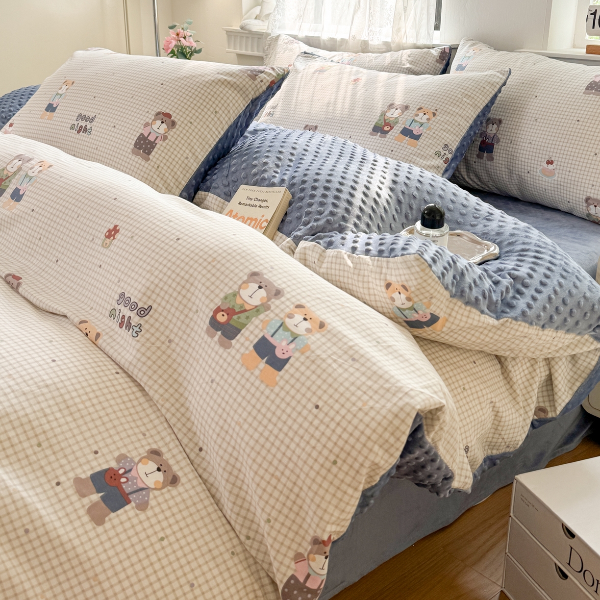 91家纺网 家纺一手货源 找家纺 （总）雯雨家纺 2025新款ab版全棉豆豆绒婴儿绒牛奶绒单被套被罩单件