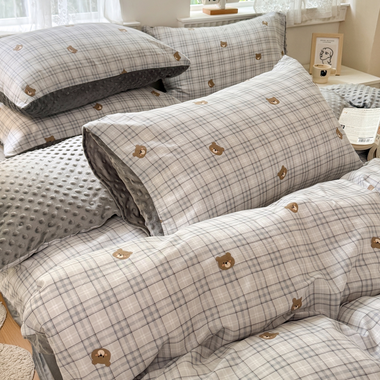 91家纺网 家纺一手货源 找家纺 雯雨家纺 2025新款ab版全棉豆豆绒婴儿绒牛奶绒单被套被罩单件 冰格维尼-兰