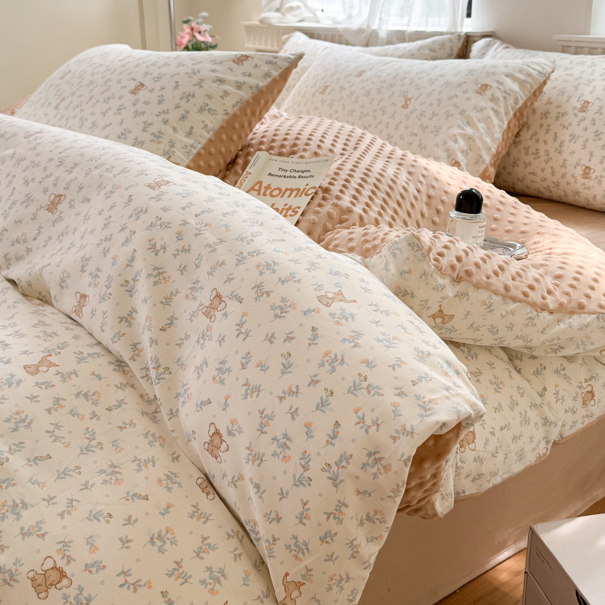 雯雨家纺 2025新款ab版全棉豆豆绒婴儿绒牛奶绒单被套被罩单件 花町香香