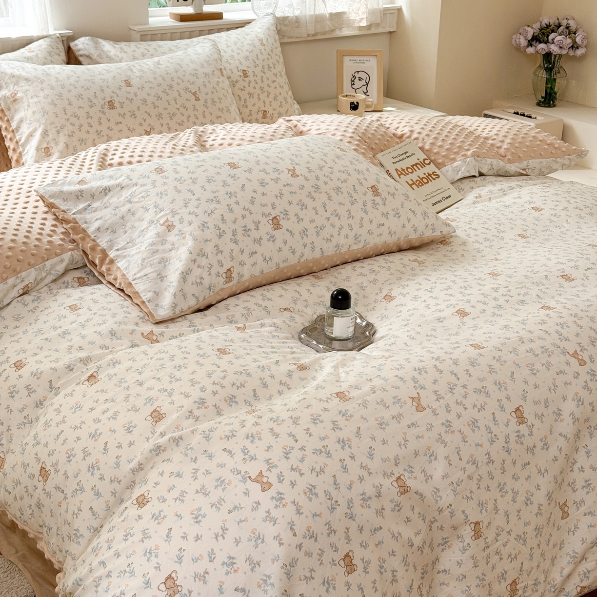 91家纺网 家纺一手货源 找家纺 雯雨家纺 2025新款ab版全棉豆豆绒婴儿绒牛奶绒单被套被罩单件 花町香香