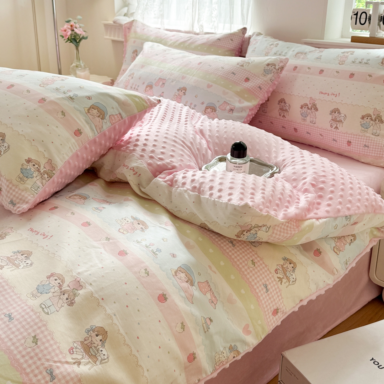 91家纺网 家纺一手货源 找家纺 雯雨家纺 2025新款ab版全棉豆豆绒婴儿绒牛奶绒单被套被罩单件 集美卧室