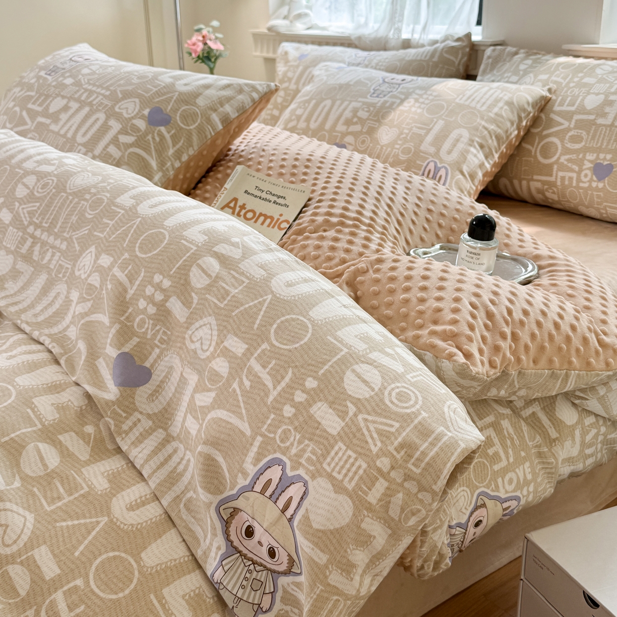 雯雨家纺 2025新款ab版全棉豆豆绒婴儿绒牛奶绒单被套被罩单件 拉布兔兔