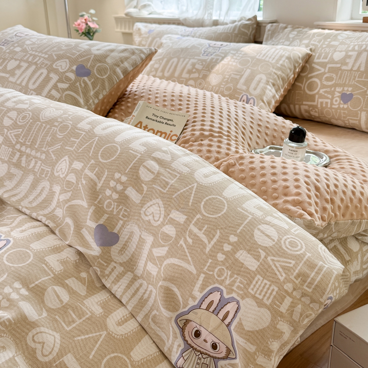 91家纺网 家纺一手货源 找家纺 雯雨家纺 2025新款ab版全棉豆豆绒婴儿绒牛奶绒单被套被罩单件 拉布兔兔