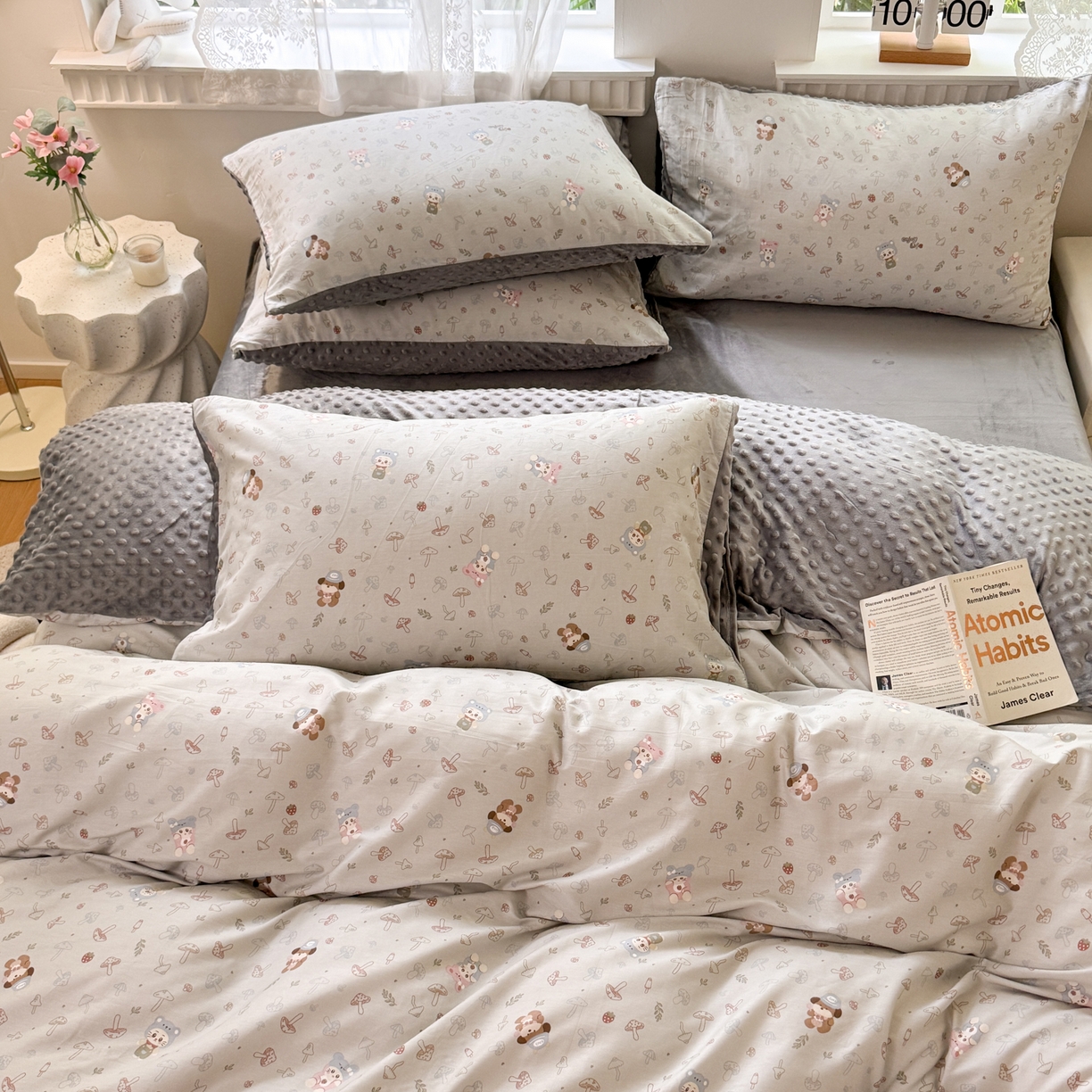 91家纺网 家纺一手货源 找家纺 雯雨家纺 2025新款ab版全棉豆豆绒婴儿绒牛奶绒单被套被罩单件 蘑菇风车