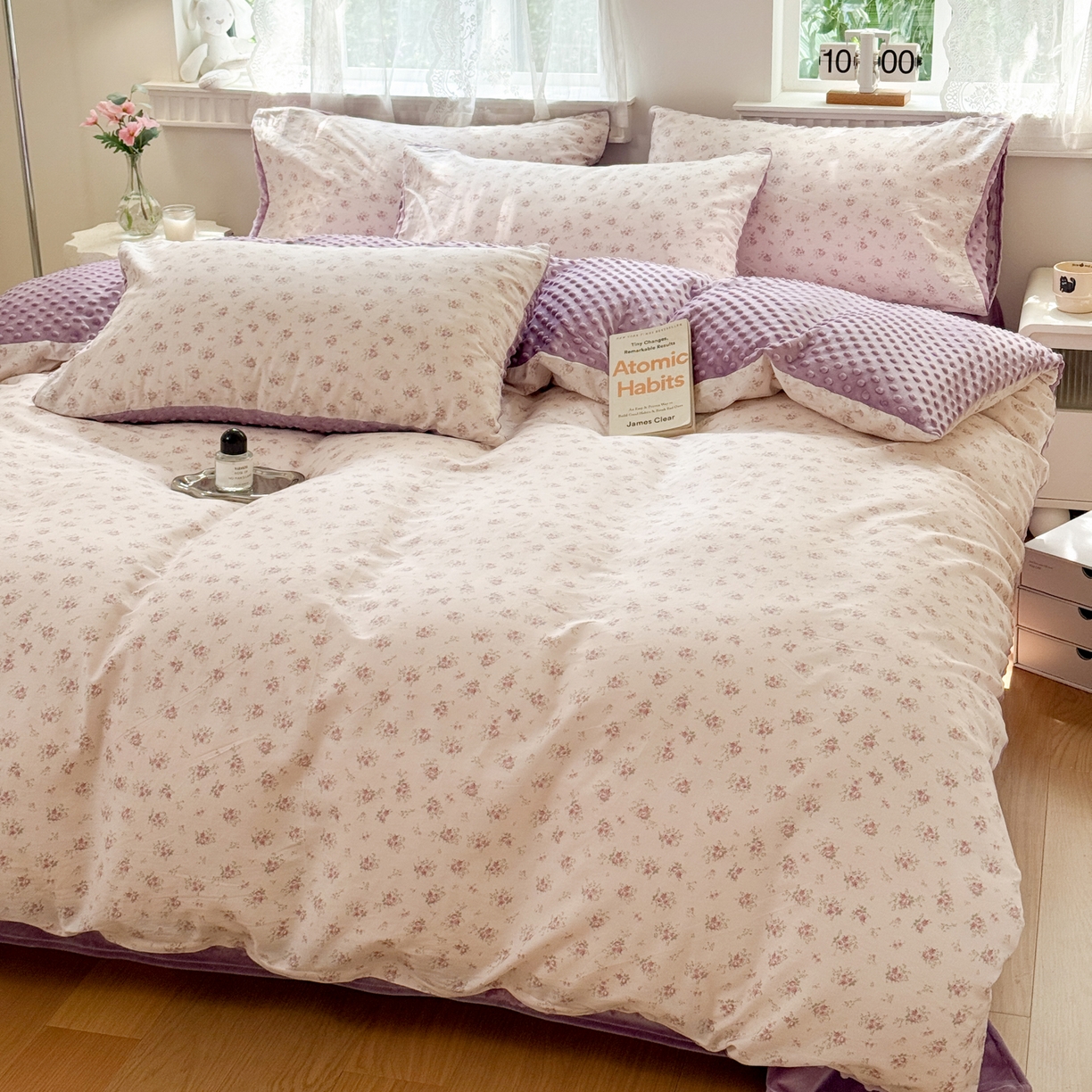 91家纺网 家纺一手货源 找家纺 雯雨家纺 2025新款ab版全棉豆豆绒婴儿绒牛奶绒单被套被罩单件 疏影梦境-粉