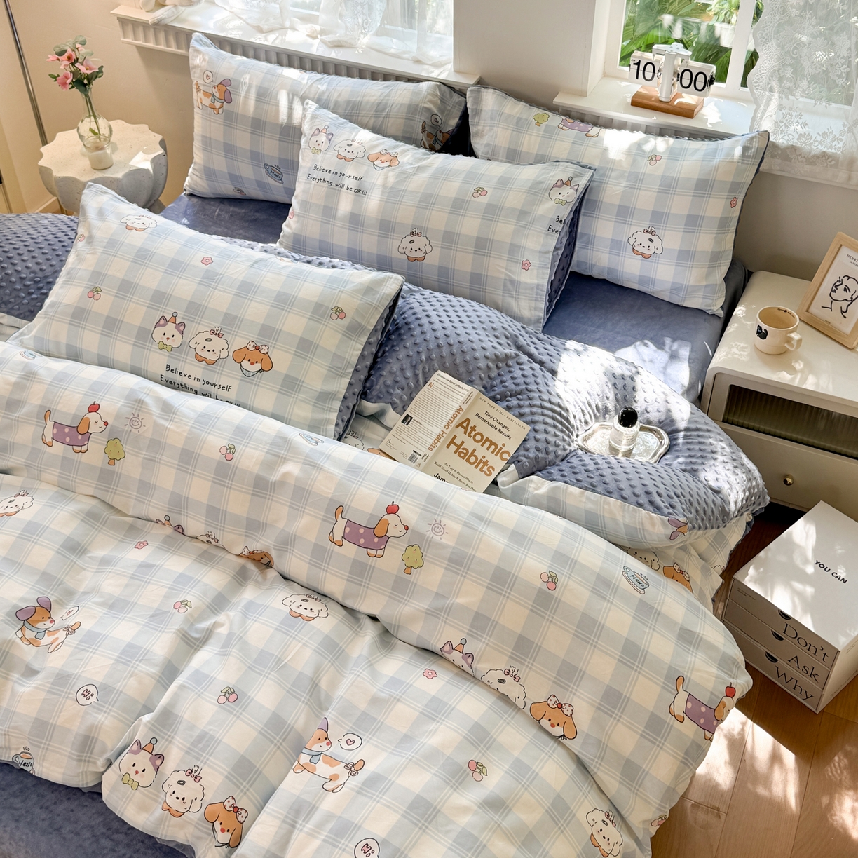 91家纺网 家纺一手货源 找家纺 雯雨家纺 2025新款ab版全棉豆豆绒婴儿绒牛奶绒单被套被罩单件 糖纸童年