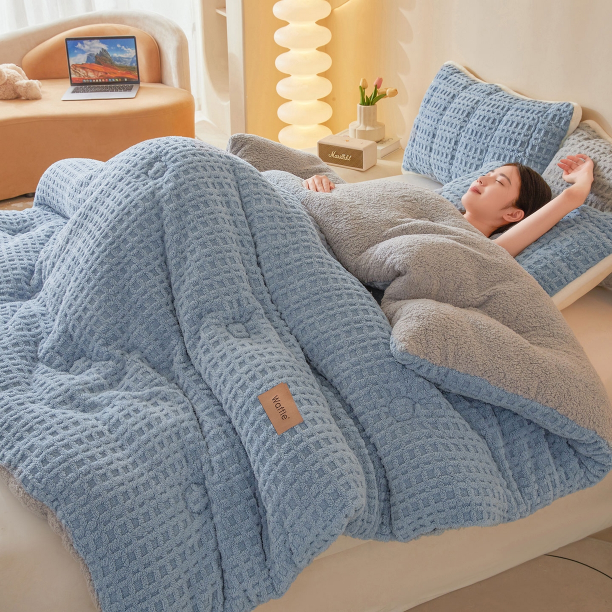 91家纺网 家纺一手货源 找家纺 （总）美梦里 2025新款华夫格舒棉绒冬被被子被芯