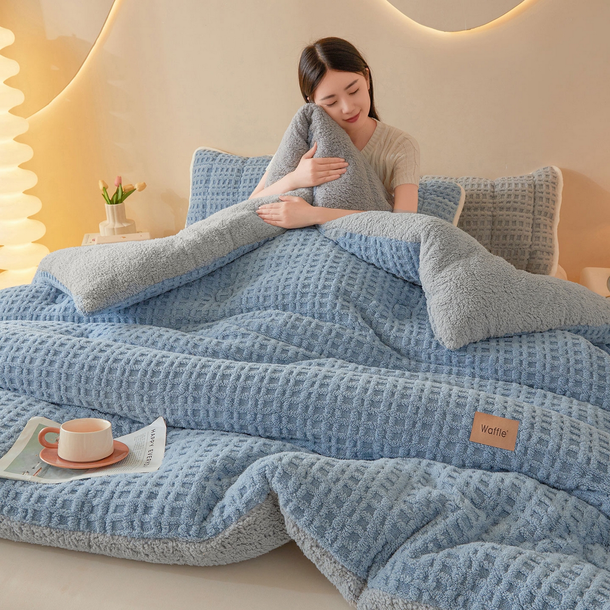 91家纺网 家纺一手货源 找家纺 （总）美梦里 2025新款华夫格舒棉绒冬被被子被芯