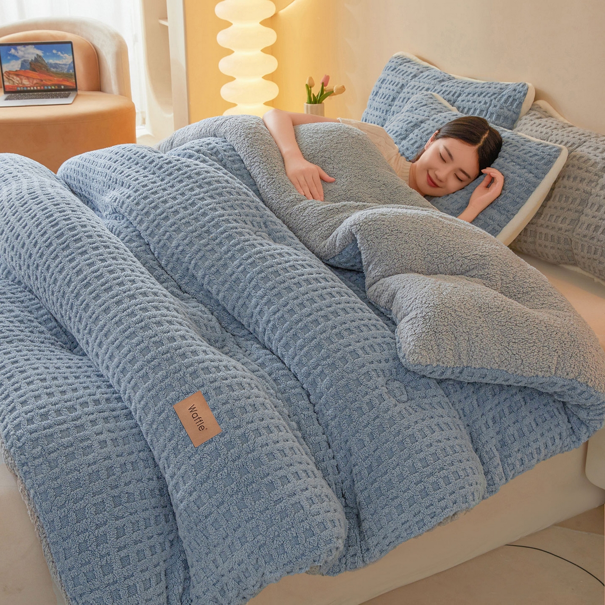 91家纺网 家纺一手货源 找家纺 （总）美梦里 2025新款华夫格舒棉绒冬被被子被芯