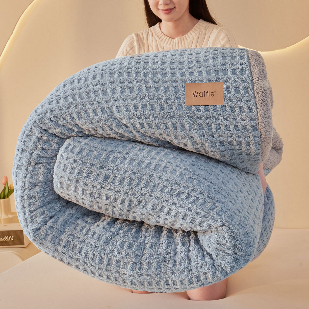 91家纺网 家纺一手货源 找家纺 （总）美梦里 2025新款华夫格舒棉绒冬被被子被芯