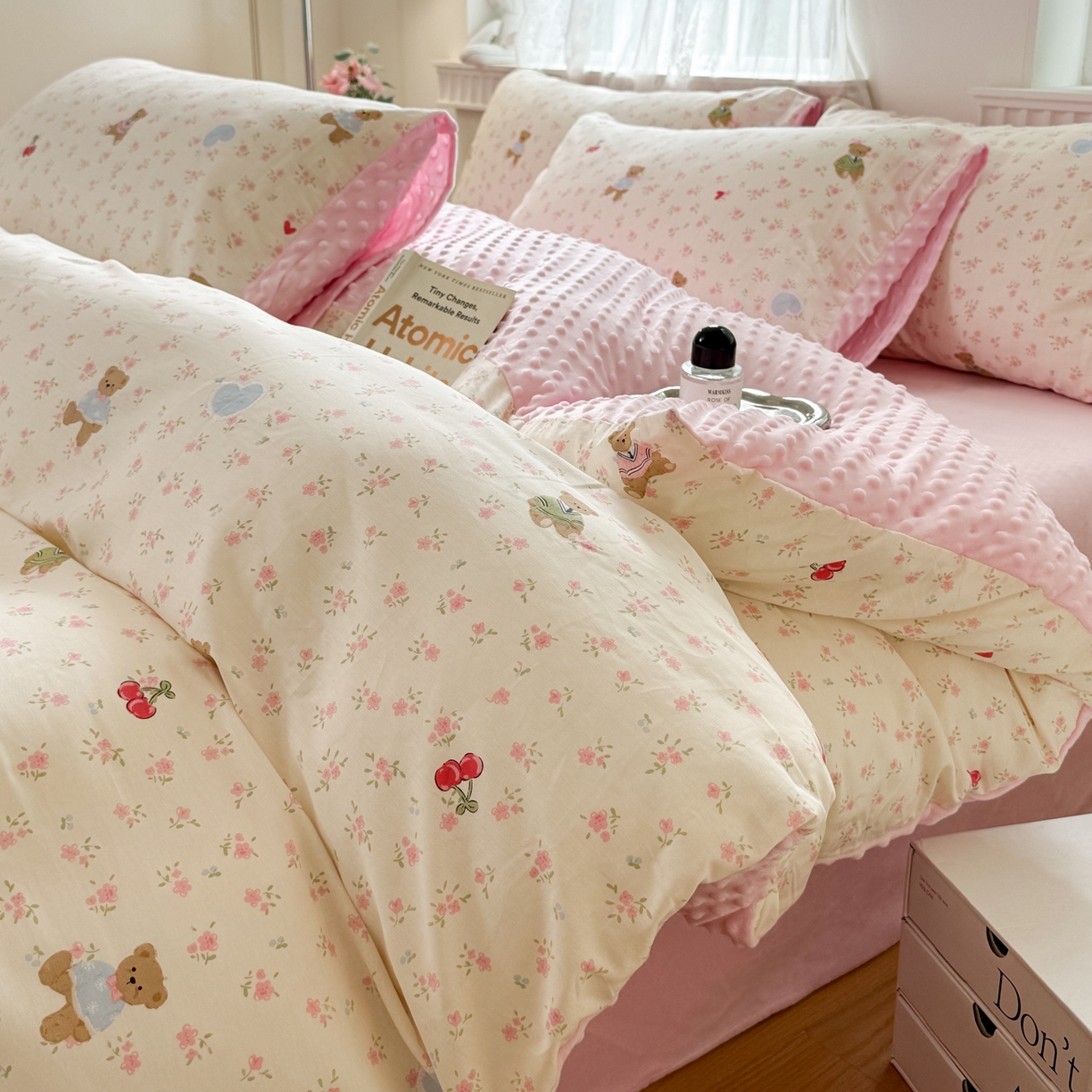 雯雨家纺 2025新款ab版全棉豆豆绒婴儿绒牛奶绒单被套被罩单件 小熊慕斯