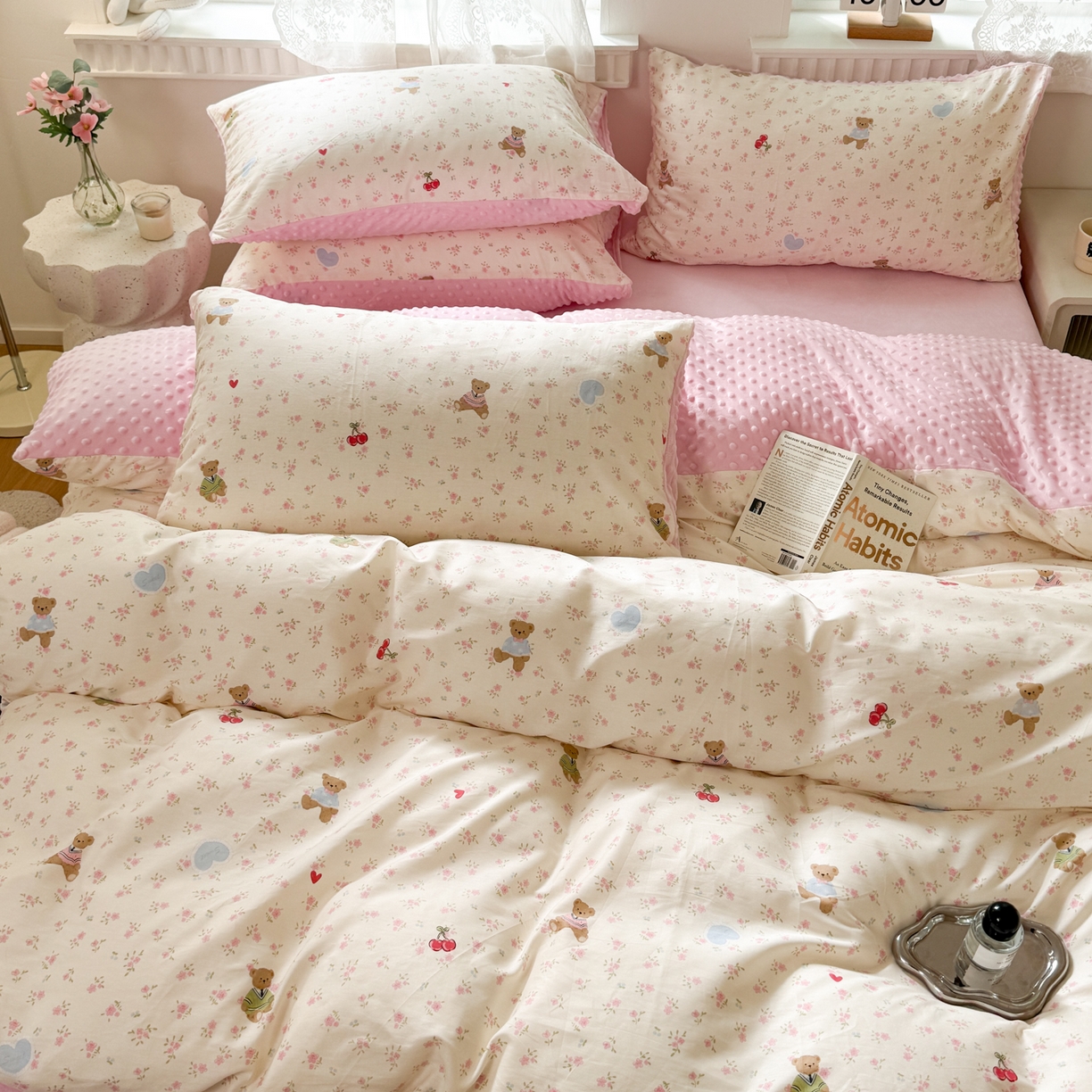 91家纺网 家纺一手货源 找家纺 雯雨家纺 2025新款ab版全棉豆豆绒婴儿绒牛奶绒单被套被罩单件 小熊慕斯