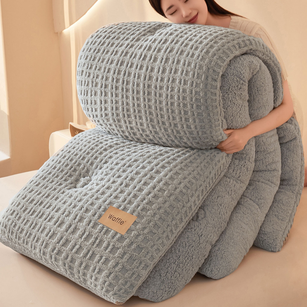 91家纺网 家纺一手货源 找家纺 （总）美梦里 2025新款华夫格舒棉绒冬被被子被芯