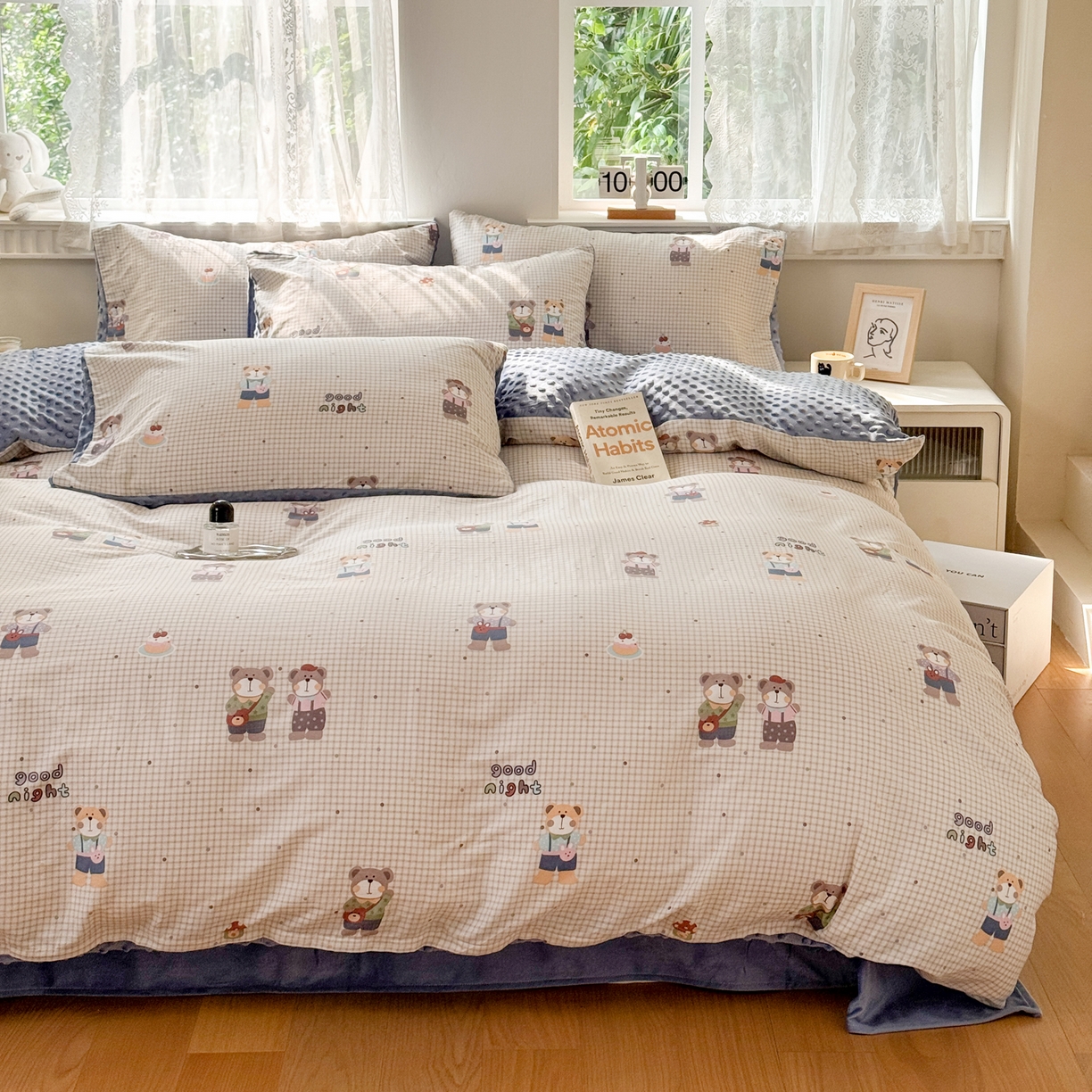 91家纺网 家纺一手货源 找家纺 雯雨家纺 2025新款ab版全棉豆豆绒婴儿绒牛奶绒单被套被罩单件 小熊系铃