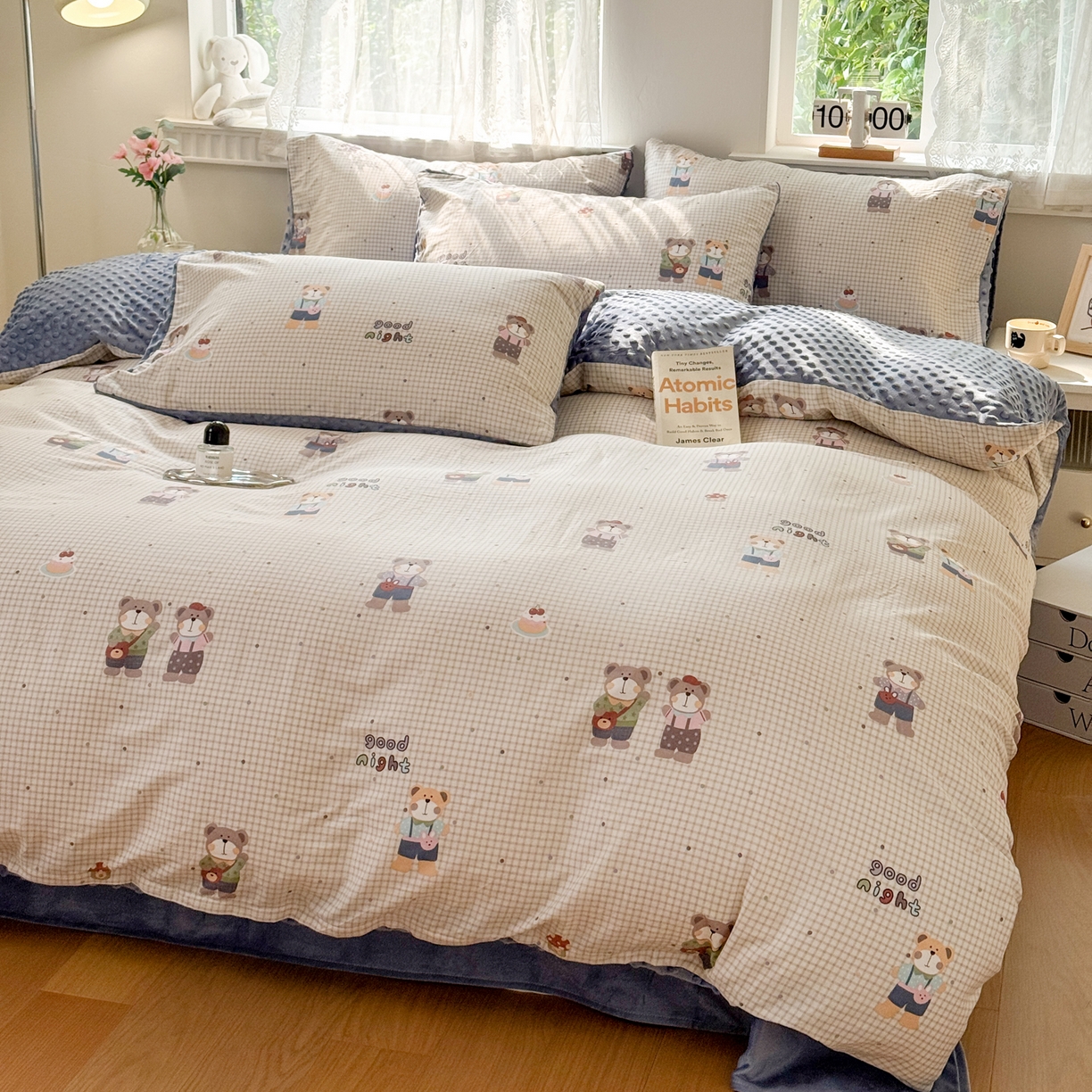 91家纺网 家纺一手货源 找家纺 雯雨家纺 2025新款ab版全棉豆豆绒婴儿绒牛奶绒单被套被罩单件 小熊系铃