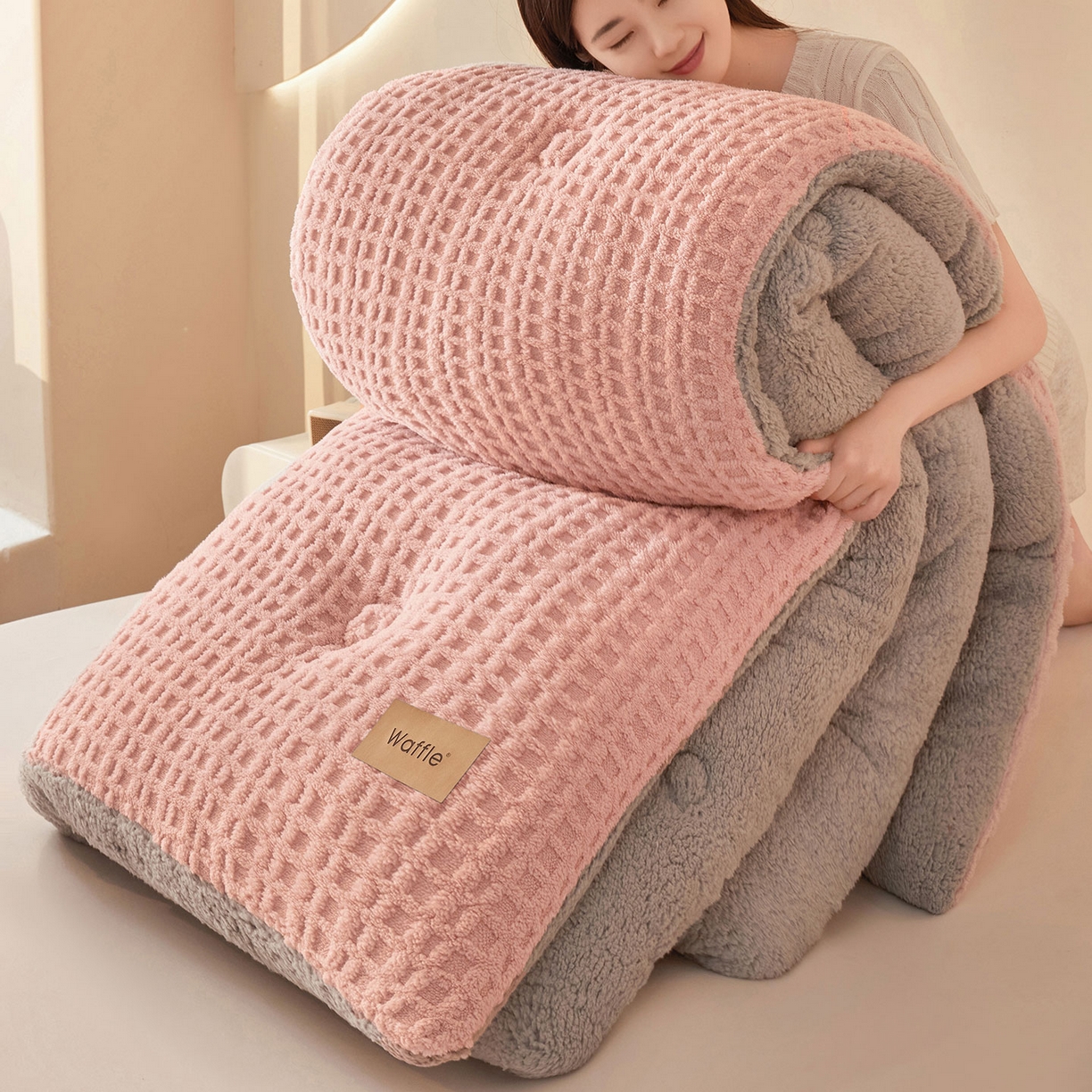 91家纺网 家纺一手货源 找家纺 （总）美梦里 2025新款华夫格舒棉绒冬被被子被芯