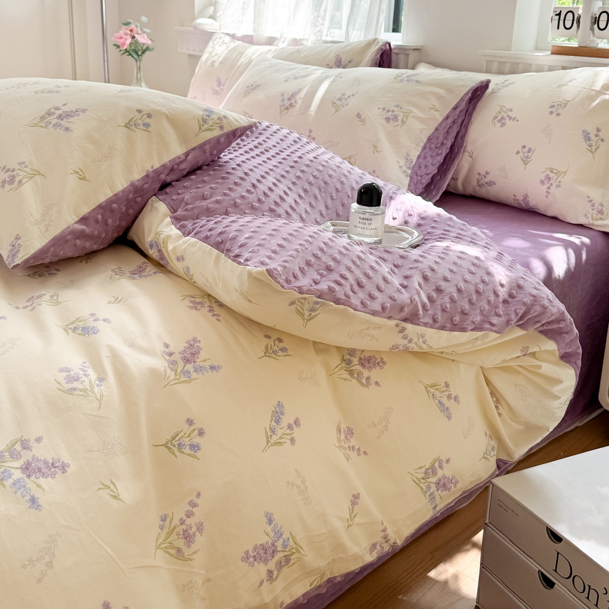 91家纺网 家纺一手货源 找家纺 （总）雯雨家纺 2025新款ab版全棉豆豆绒婴儿绒牛奶绒四件套