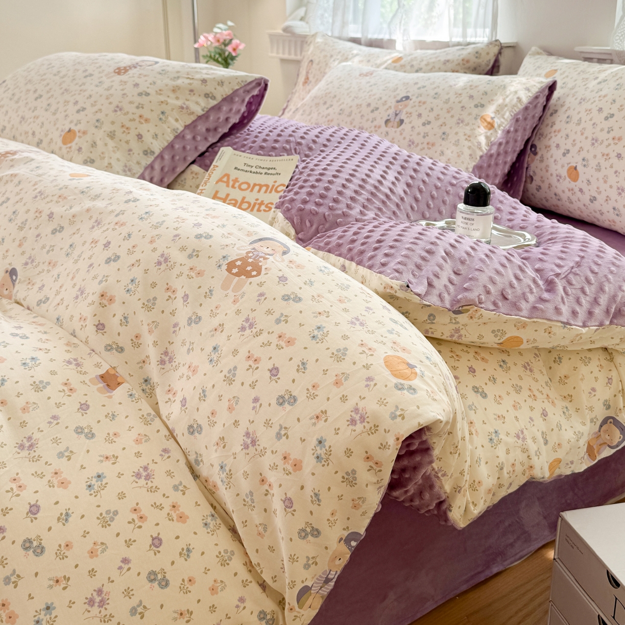 91家纺网 家纺一手货源 找家纺 （总）雯雨家纺 2025新款ab版全棉豆豆绒婴儿绒牛奶绒四件套