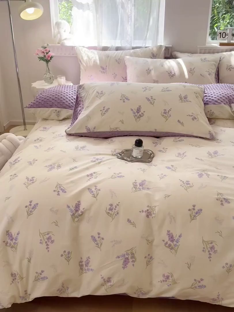 91家纺网 家纺一手货源 找家纺 雯雨家纺 2025新款ab版全棉豆豆绒婴儿绒牛奶绒四件套 菲尔庄园