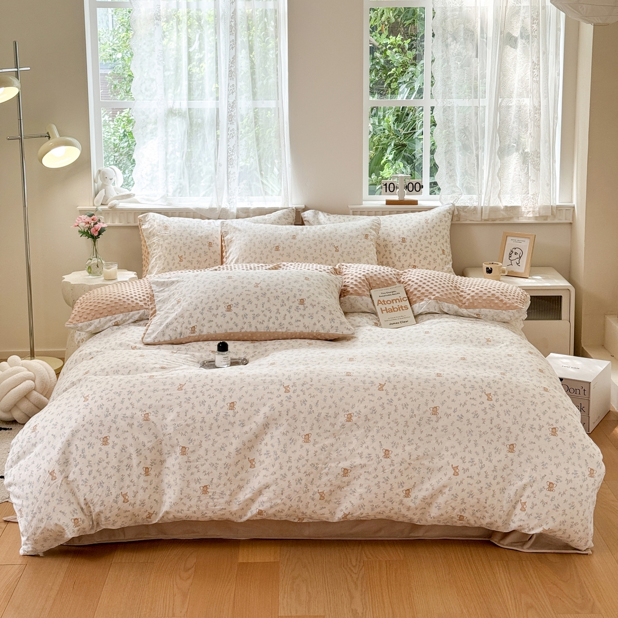 91家纺网 家纺一手货源 找家纺 雯雨家纺 2025新款ab版全棉豆豆绒婴儿绒牛奶绒四件套 花町香香