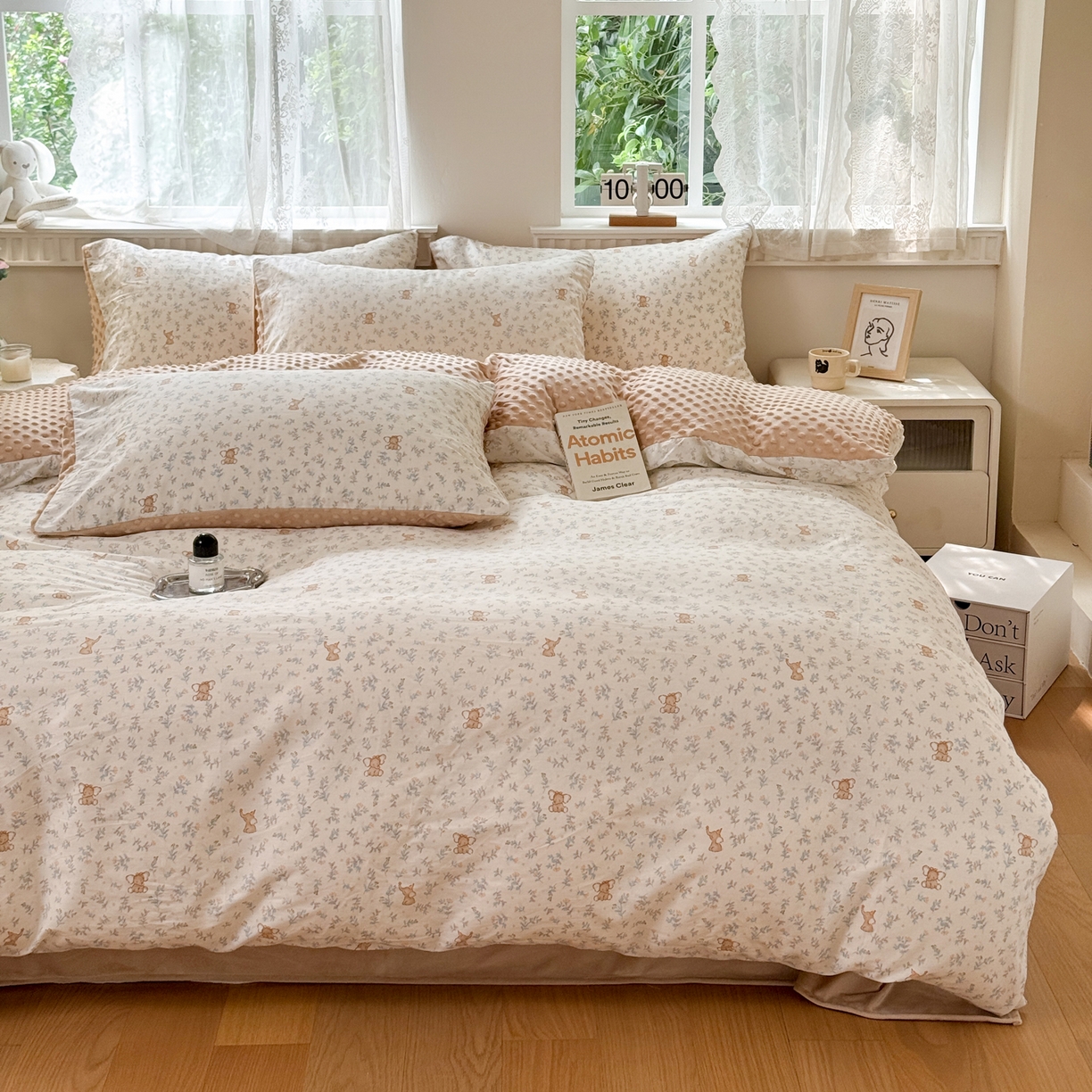 91家纺网 家纺一手货源 找家纺 雯雨家纺 2025新款ab版全棉豆豆绒婴儿绒牛奶绒四件套 花町香香