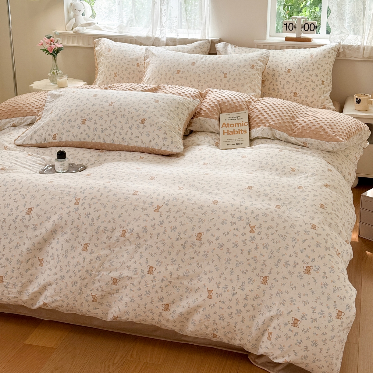 91家纺网 家纺一手货源 找家纺 雯雨家纺 2025新款ab版全棉豆豆绒婴儿绒牛奶绒四件套 花町香香