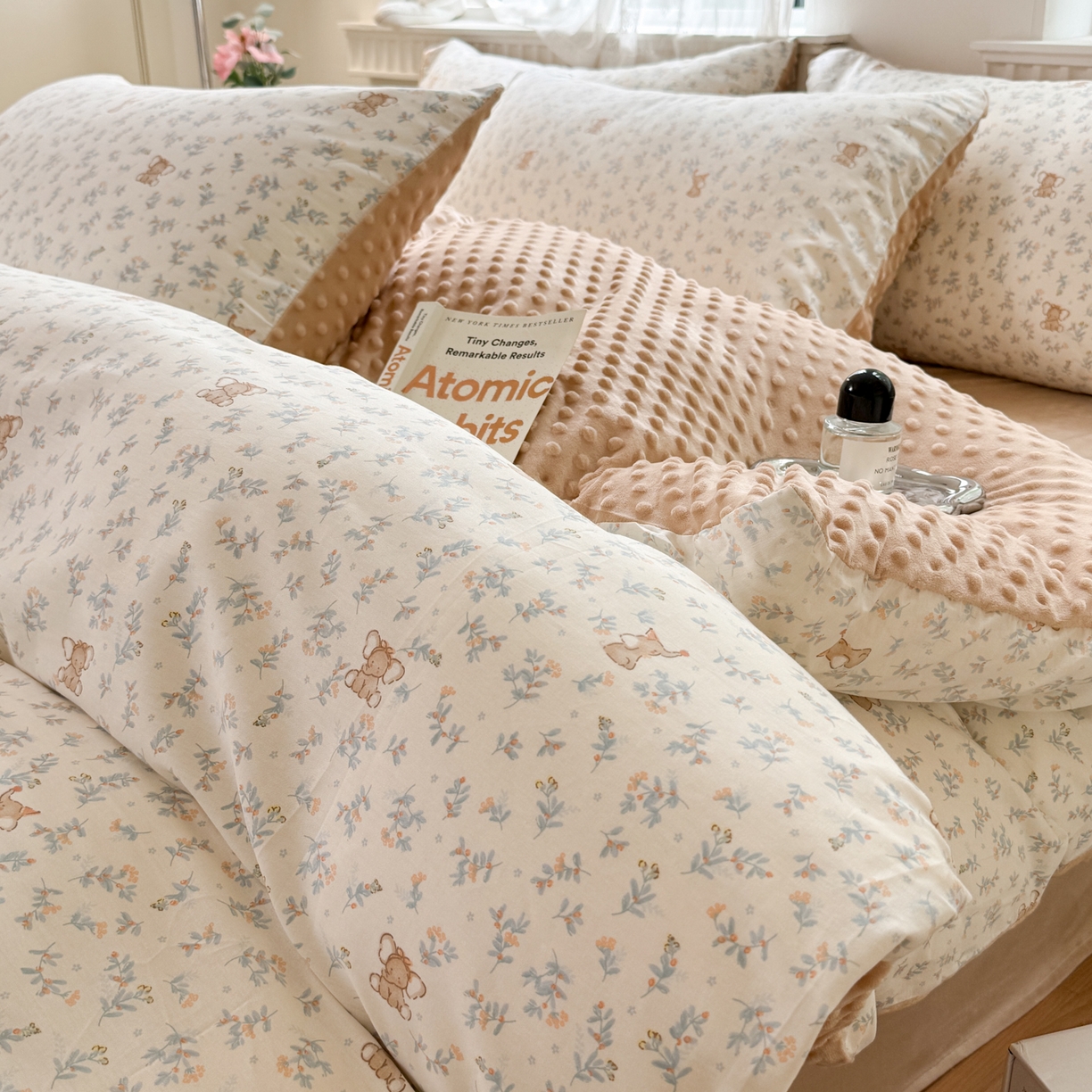 91家纺网 家纺一手货源 找家纺 雯雨家纺 2025新款ab版全棉豆豆绒婴儿绒牛奶绒四件套 花町香香