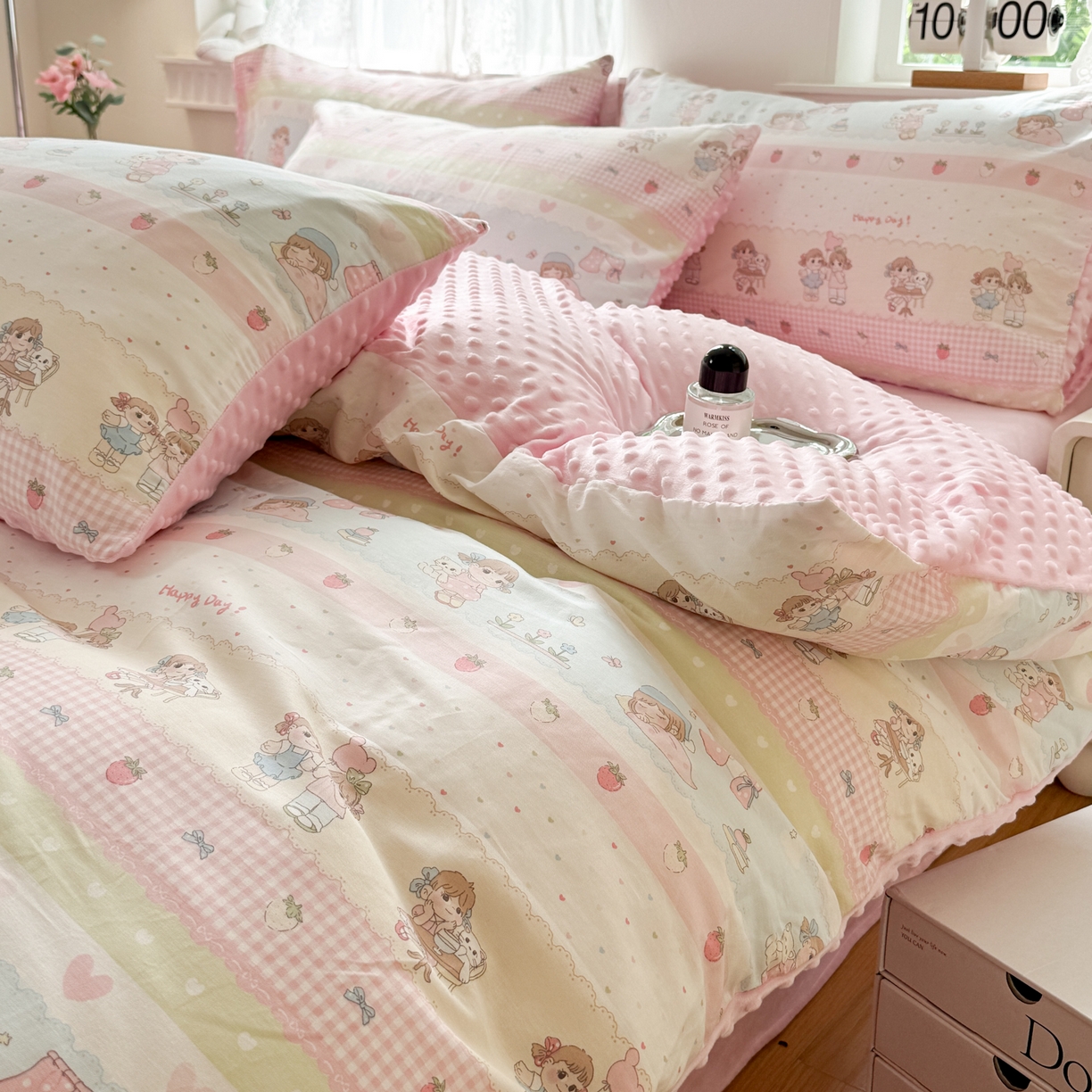 91家纺网 家纺一手货源 找家纺 雯雨家纺 2025新款ab版全棉豆豆绒婴儿绒牛奶绒四件套 集美卧室