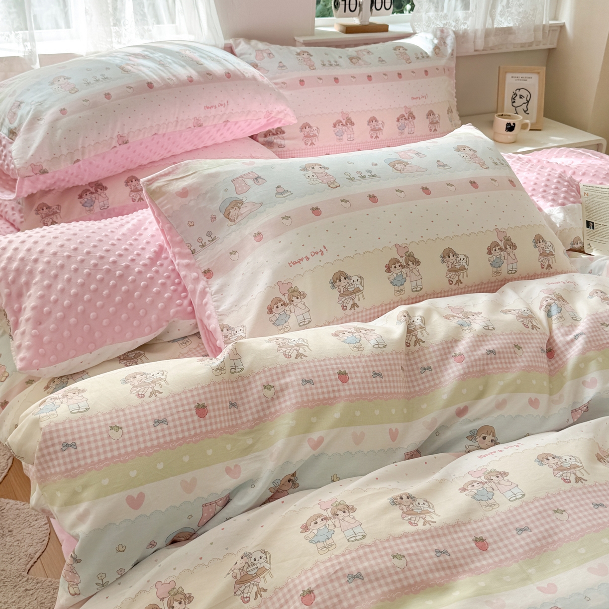 91家纺网 家纺一手货源 找家纺 雯雨家纺 2025新款ab版全棉豆豆绒婴儿绒牛奶绒四件套 集美卧室