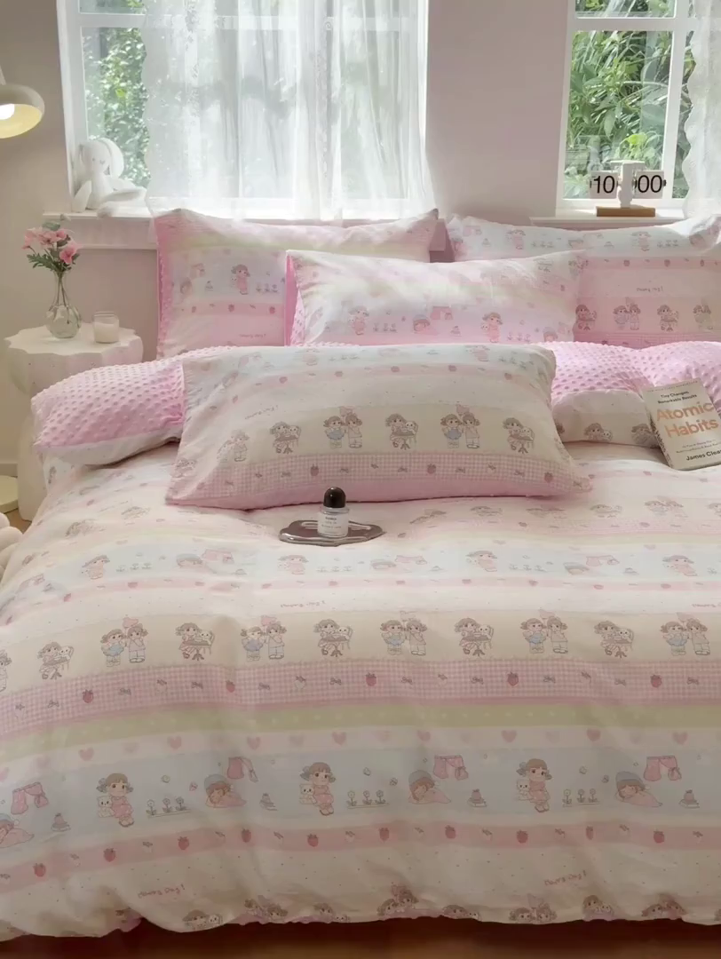 91家纺网 家纺一手货源 找家纺 雯雨家纺 2025新款ab版全棉豆豆绒婴儿绒牛奶绒四件套 集美卧室