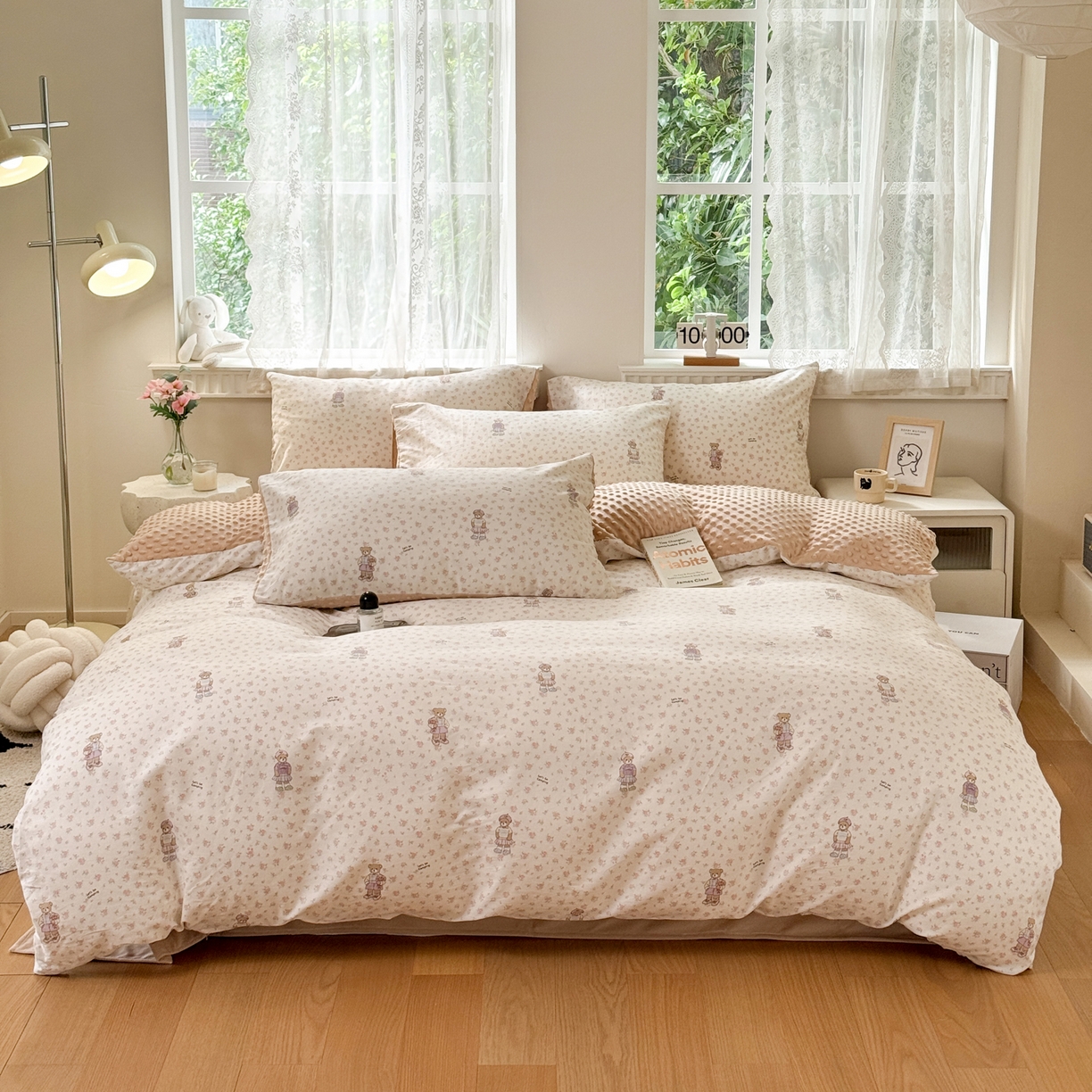 91家纺网 家纺一手货源 找家纺 雯雨家纺 2025新款ab版全棉豆豆绒婴儿绒牛奶绒四件套 棉花学院-米