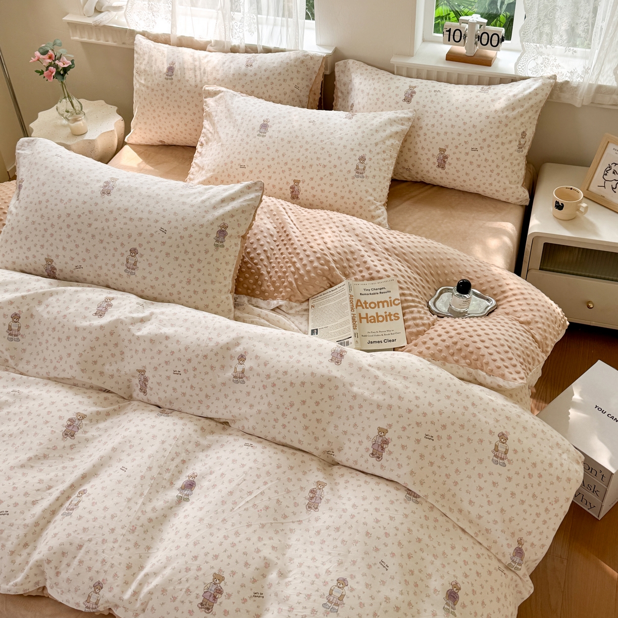 91家纺网 家纺一手货源 找家纺 雯雨家纺 2025新款ab版全棉豆豆绒婴儿绒牛奶绒四件套 棉花学院-米