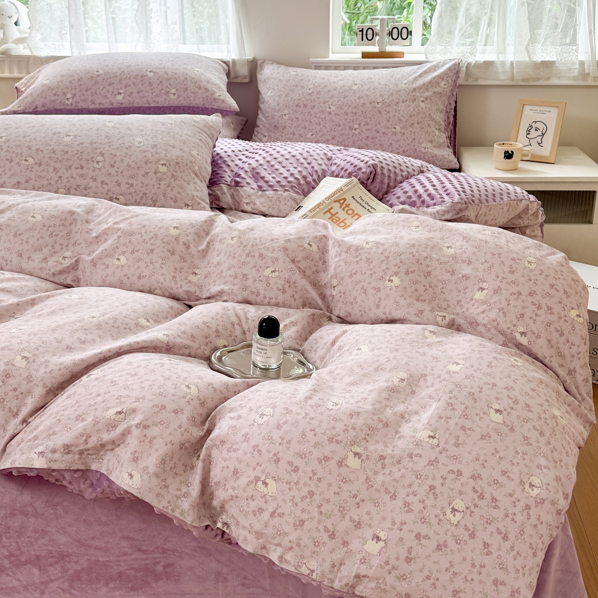 91家纺网 家纺一手货源 找家纺 雯雨家纺 2025新款ab版全棉豆豆绒婴儿绒牛奶绒四件套 摩伊