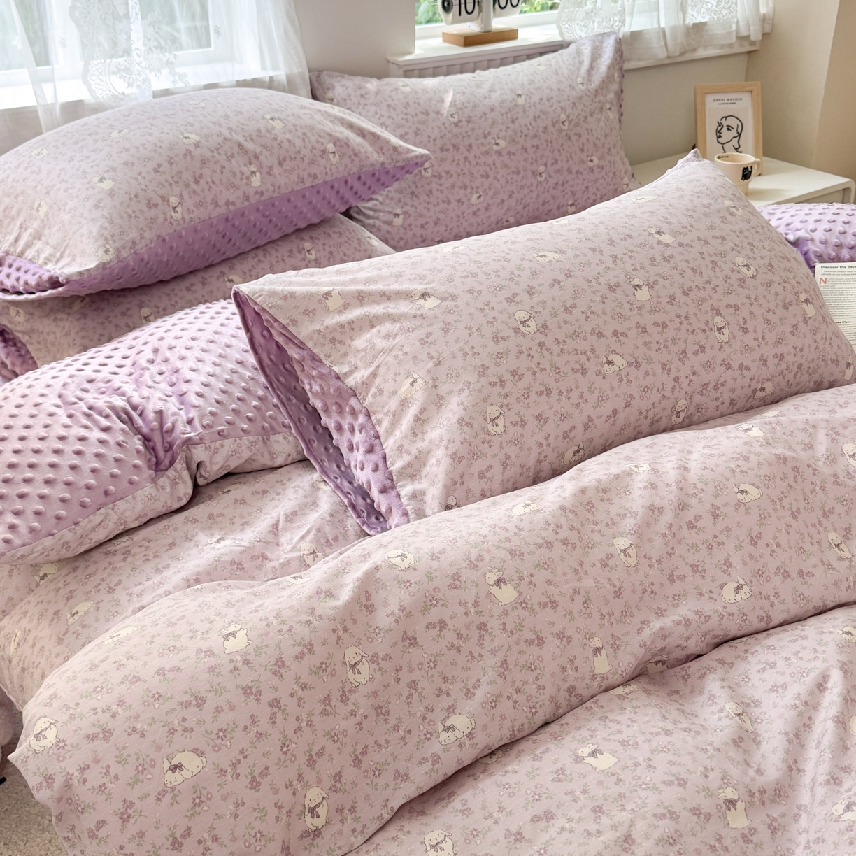 91家纺网 家纺一手货源 找家纺 雯雨家纺 2025新款ab版全棉豆豆绒婴儿绒牛奶绒四件套 摩伊