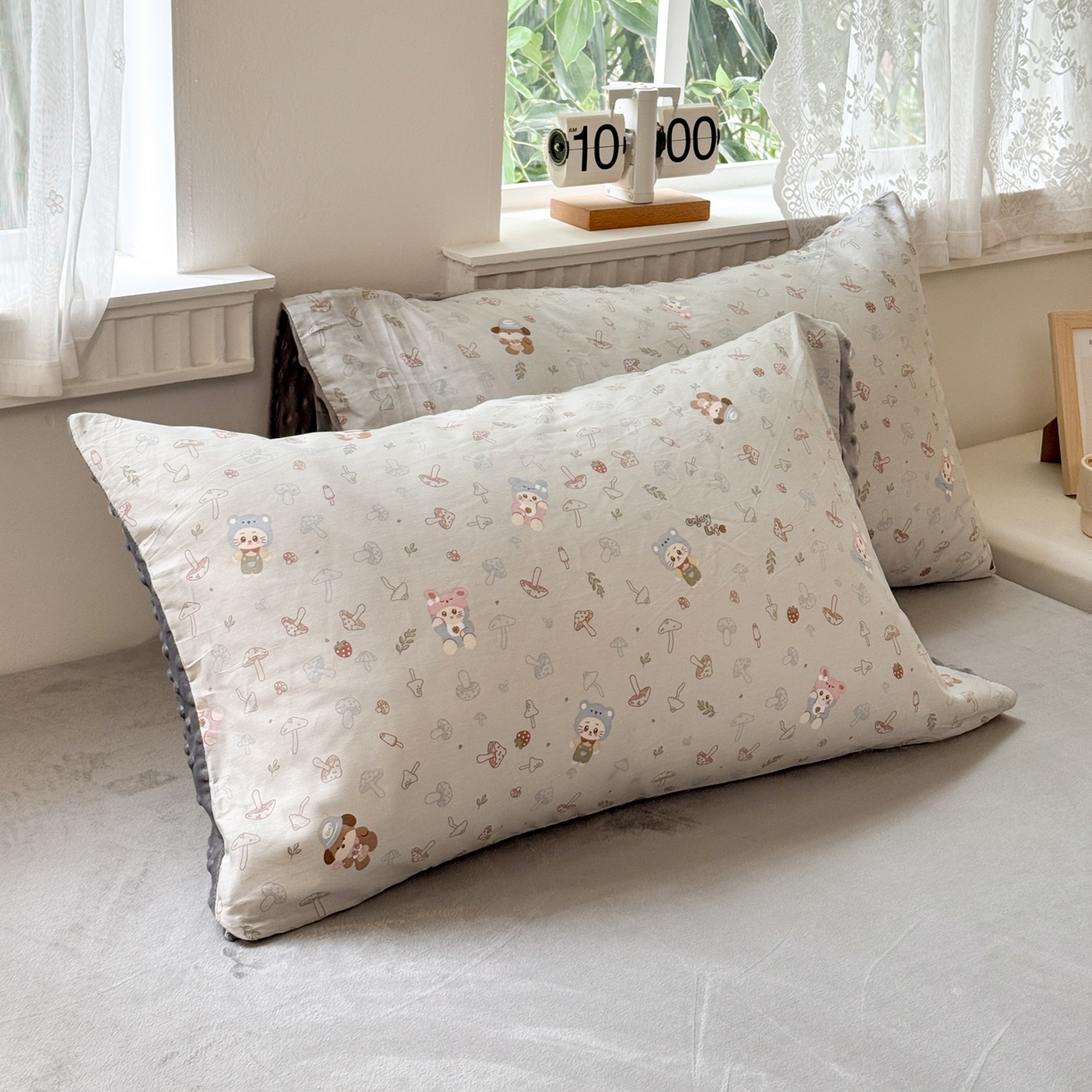 91家纺网 家纺一手货源 找家纺 雯雨家纺 2025新款ab版全棉豆豆绒婴儿绒牛奶绒四件套 蘑菇风车