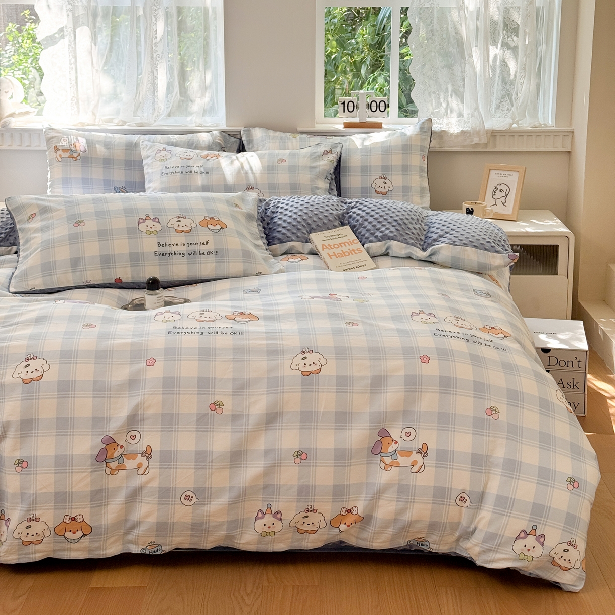 91家纺网 家纺一手货源 找家纺 雯雨家纺 2025新款ab版全棉豆豆绒婴儿绒牛奶绒四件套 糖纸童年