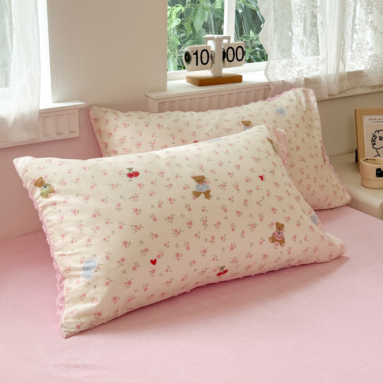 91家纺网 家纺一手货源 找家纺 雯雨家纺 2025新款ab版全棉豆豆绒婴儿绒牛奶绒四件套 小熊慕斯