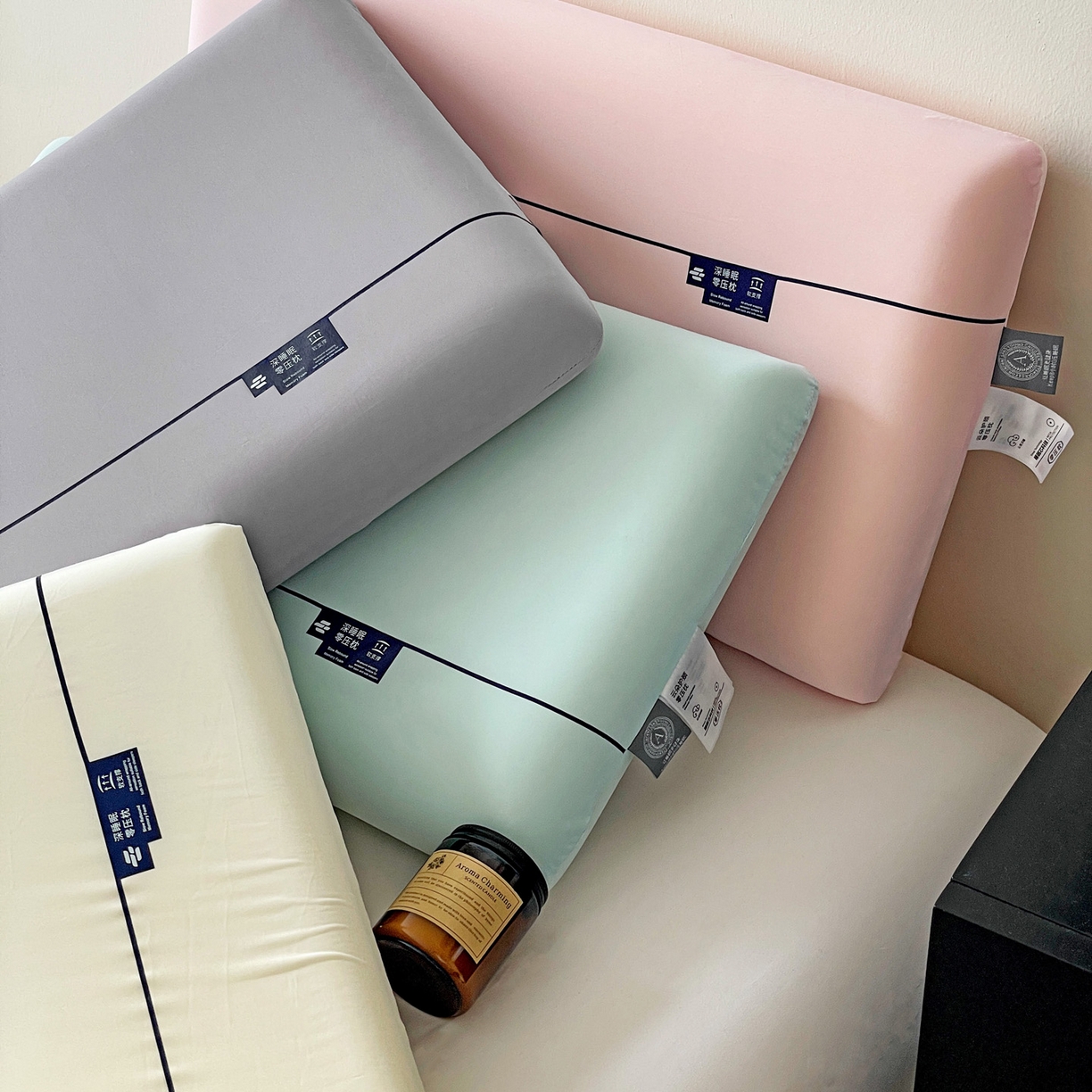 91家纺网 家纺一手货源 找家纺 明果枕芯 2026新款面包枕平面枕枕头记忆棉记忆枕 薄荷绿