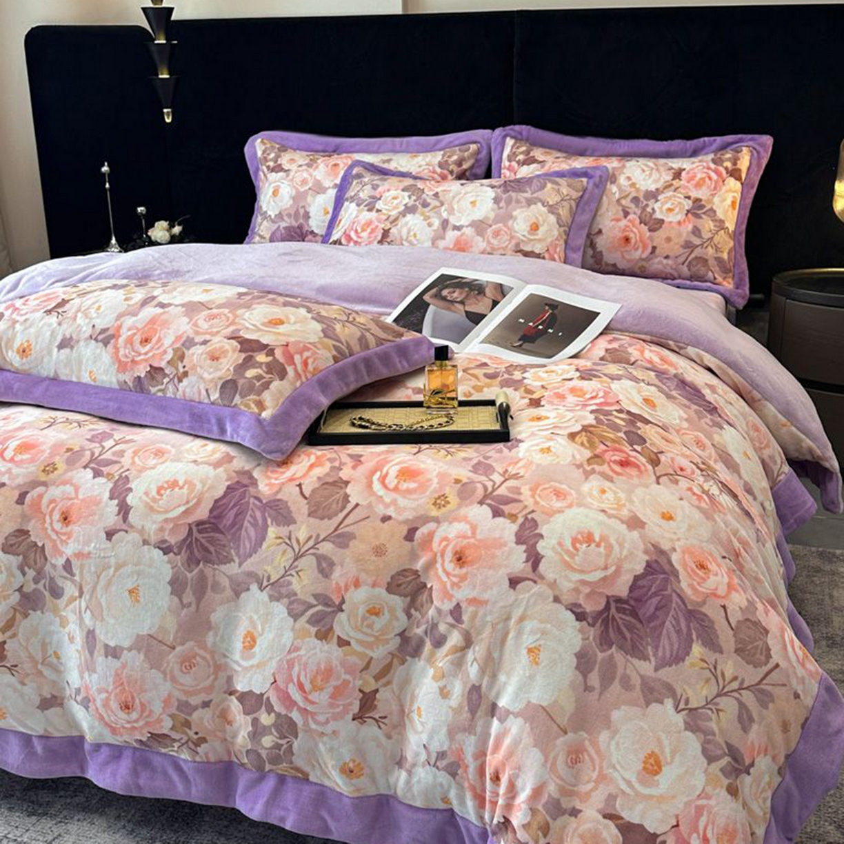 91家纺网 家纺一手货源 找家纺 （总）诺梵家纺 2025新款数码印花牛奶绒四件套（控价：159）