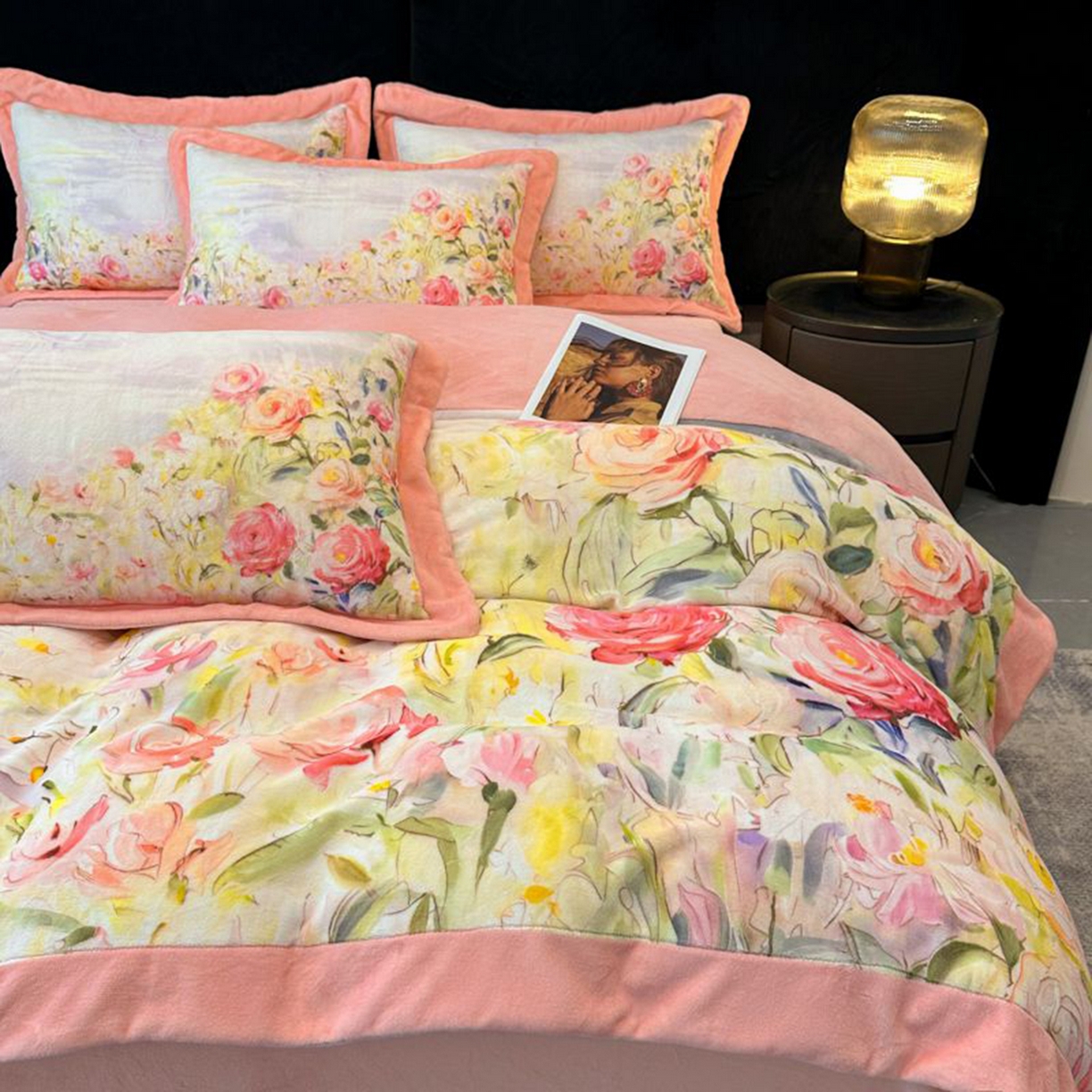 91家纺网 家纺一手货源 找家纺 诺梵家纺 2025新款数码印花牛奶绒四件套（控价：159） 花本汐