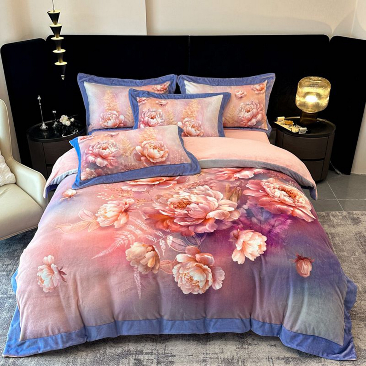 91家纺网 家纺一手货源 找家纺 诺梵家纺 2025新款数码印花牛奶绒四件套（控价：159） 漫野