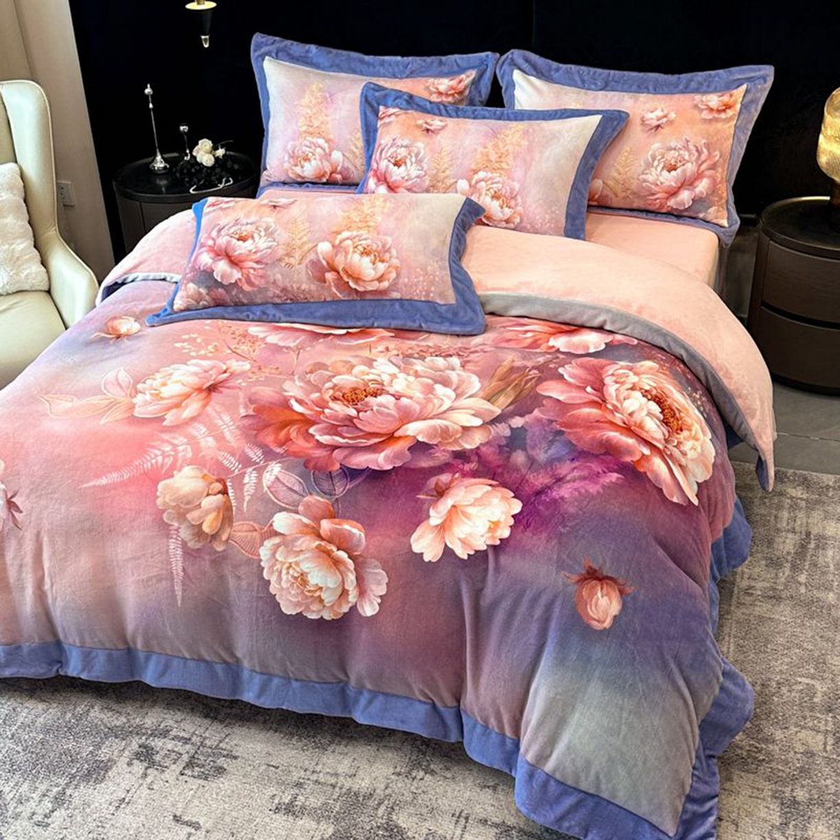 91家纺网 家纺一手货源 找家纺 诺梵家纺 2025新款数码印花牛奶绒四件套（控价：159） 漫野