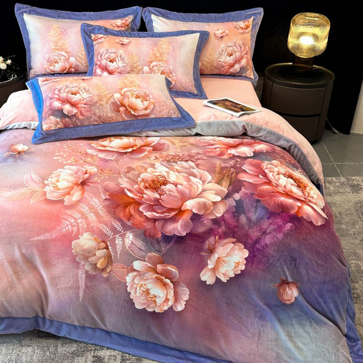 91家纺网 家纺一手货源 找家纺 诺梵家纺 2025新款数码印花牛奶绒四件套（控价：159） 漫野