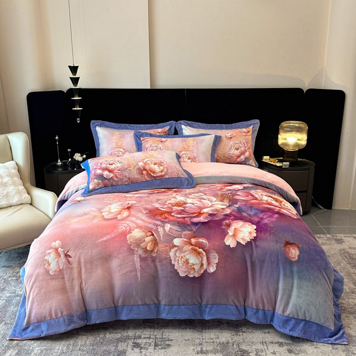 91家纺网 家纺一手货源 找家纺 诺梵家纺 2025新款数码印花牛奶绒四件套（控价：159） 漫野