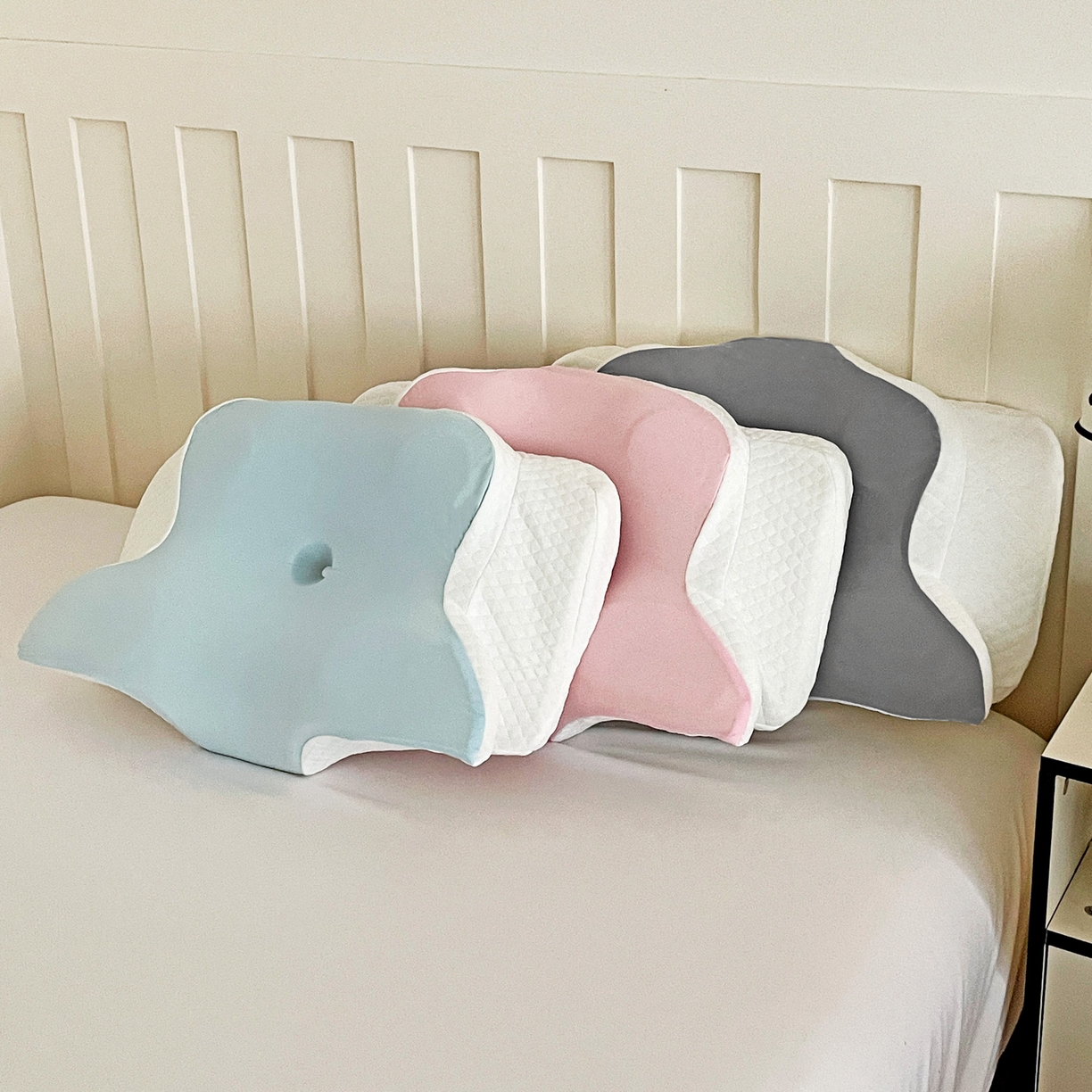 91家纺网 家纺一手货源 找家纺 （总）明果枕芯 2026新款跨境记忆棉牛角枕护颈椎碟形枕枕头枕芯62*41*10*8cm/只