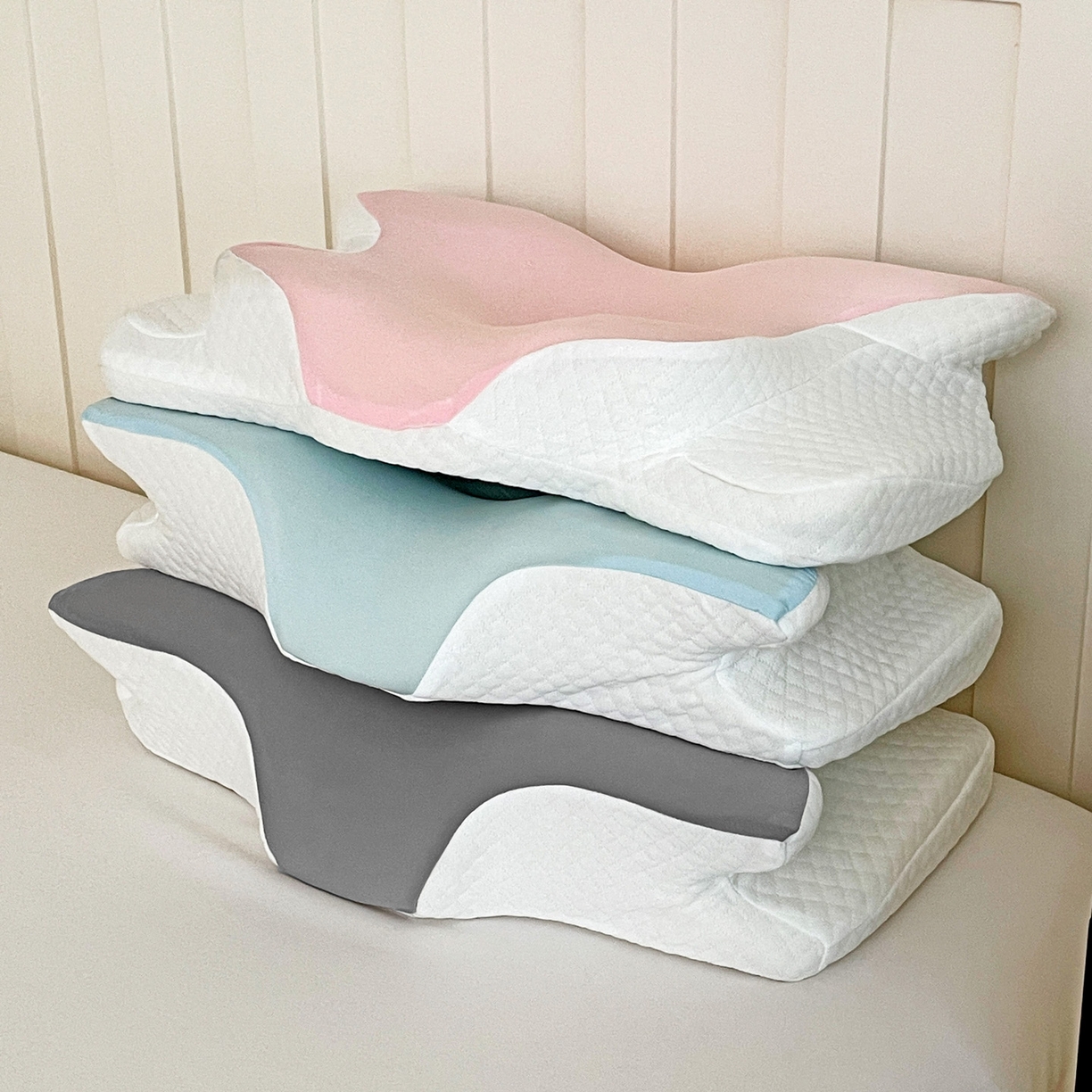 91家纺网 家纺一手货源 找家纺 （总）明果枕芯 2026新款跨境记忆棉牛角枕护颈椎碟形枕枕头枕芯62*41*10*8cm/只