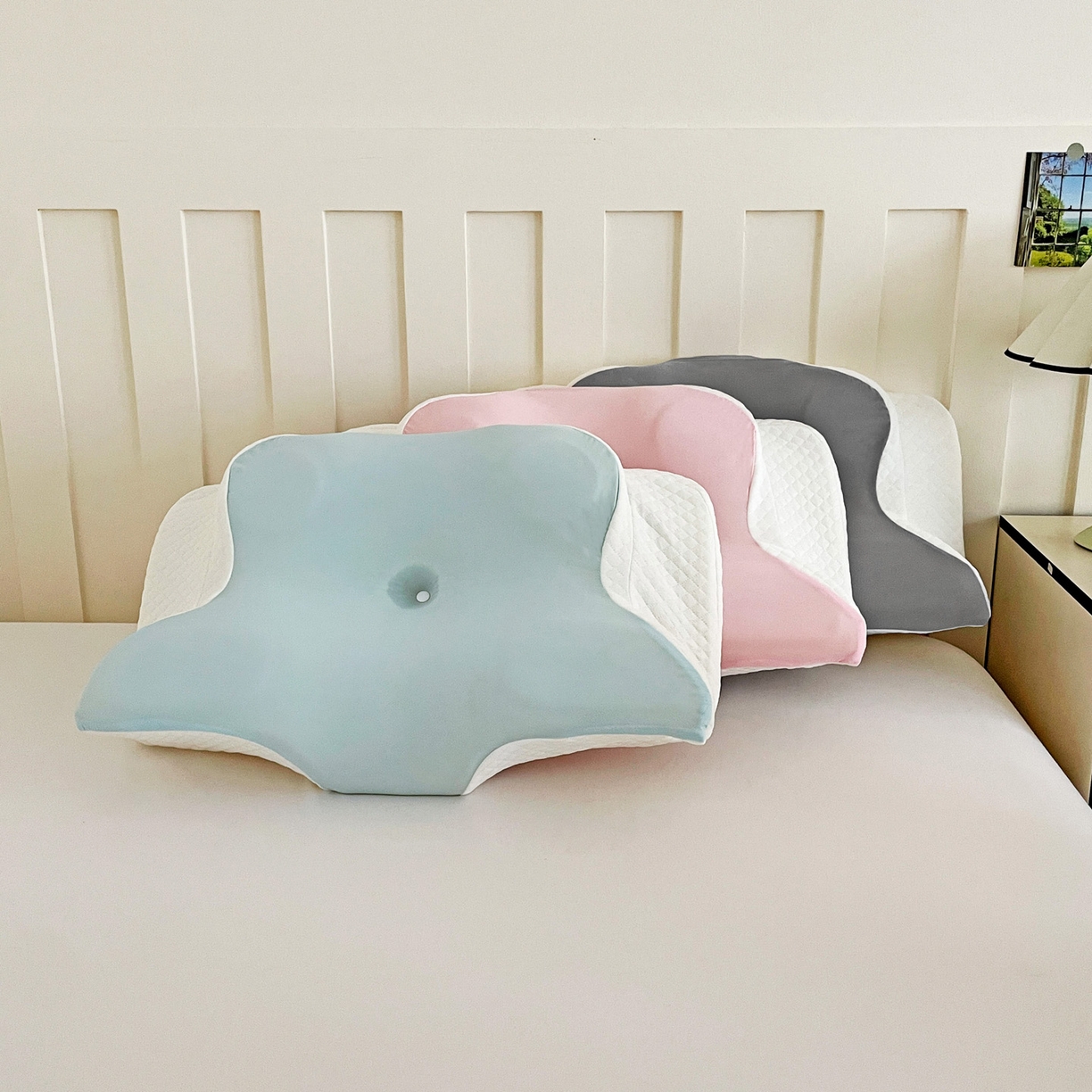 91家纺网 家纺一手货源 找家纺 （总）明果枕芯 2026新款跨境记忆棉牛角枕护颈椎碟形枕枕头枕芯62*41*10*8cm/只