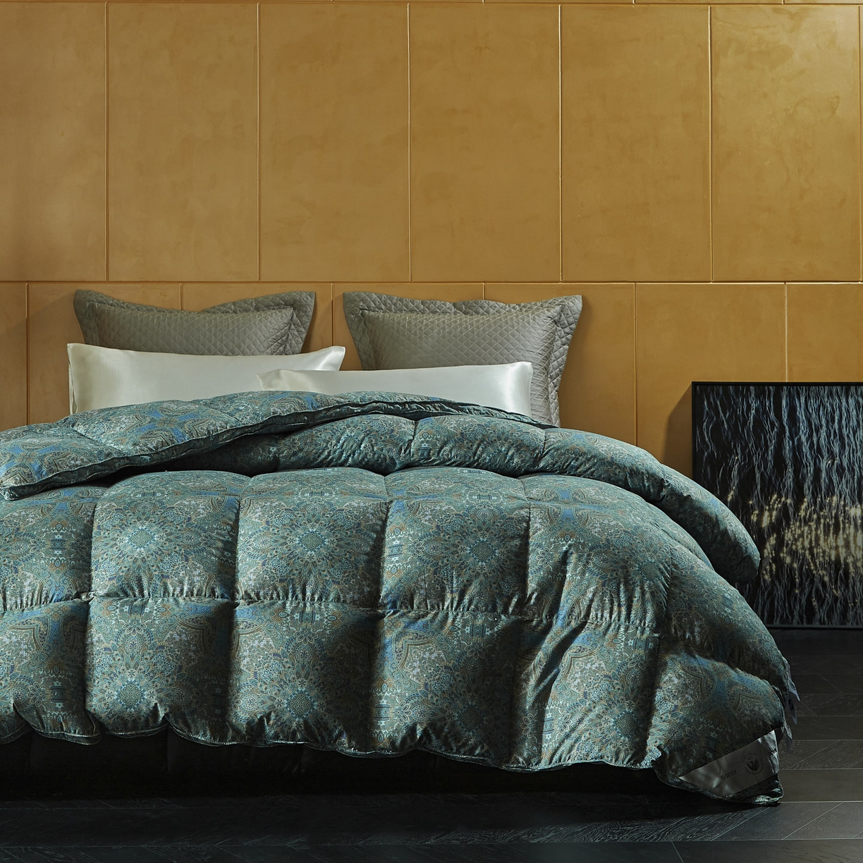 91家纺网 家纺一手货源 找家纺 暖羽屋羽绒馆 2025新款罗斯空间95白鹅绒被子95鹅绒被芯双人婚庆冬被羽绒被子被芯 烟雨青