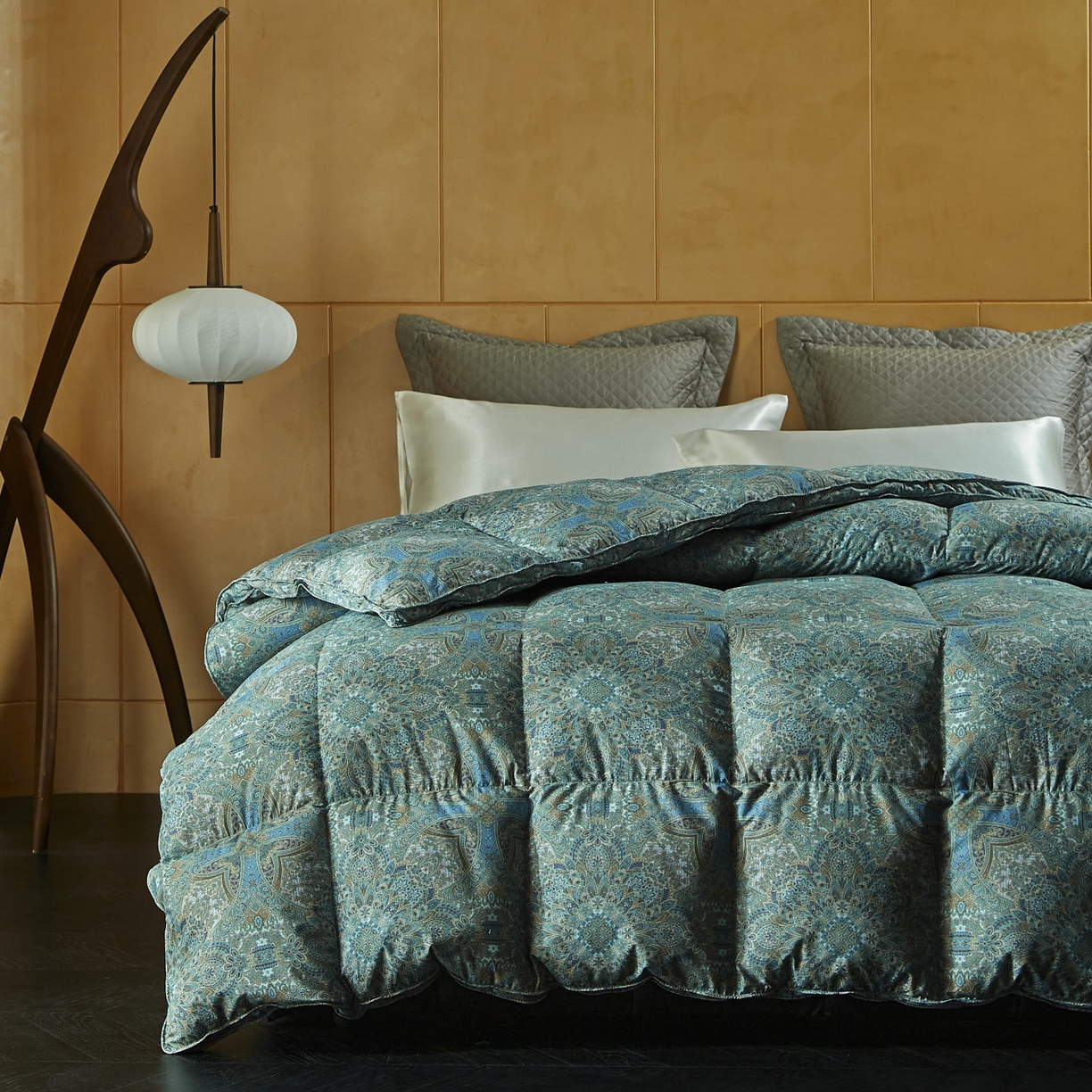 91家纺网 家纺一手货源 找家纺 暖羽屋羽绒馆 2025新款罗斯空间95白鹅绒被子95鹅绒被芯双人婚庆冬被羽绒被子被芯 烟雨青