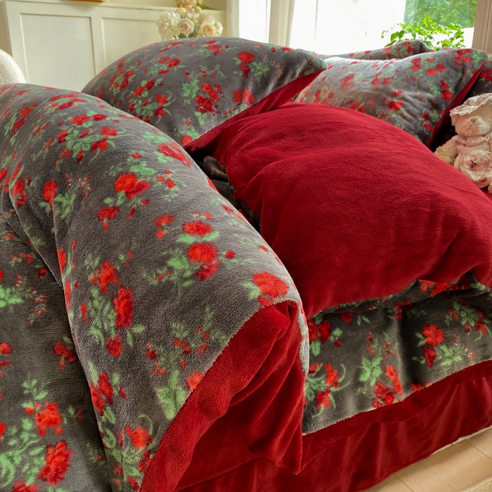 91家纺网 家纺一手货源 找家纺 元禾家纺 2025新款牛奶绒印花四件套 花妖